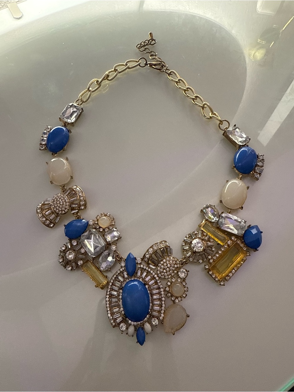 Mango Blue, White and Yellow Gemstone Statement Necklace